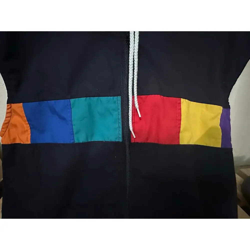 Vintage Swim BSR Hooded Color Block Windbreaker Vest Made USA